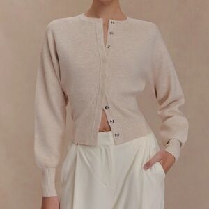 Meshki Ferne Button Up Knit Cardigan - Oat Marle